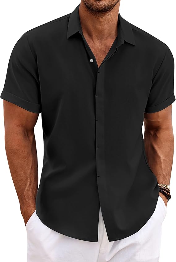Men’s Lightweight Linen Shirt – Short Sleeve, Relaxed Fit