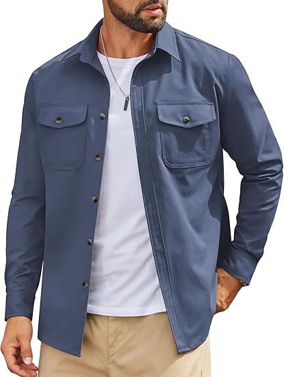 Flap Pocket Work Shirt for Men – Button Down Style