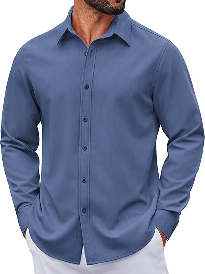 Men's Wrinkle-Free Denim Shirt – Long Sleeve