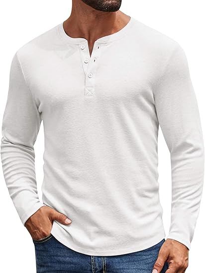 Casual Henley Shirt – Long Sleeve Men’s Tee