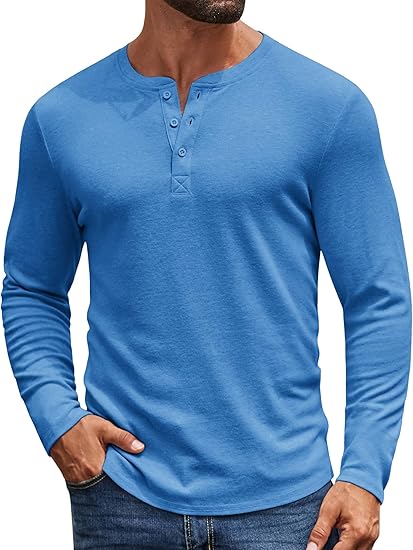 Casual Henley Shirt – Long Sleeve Men’s Tee