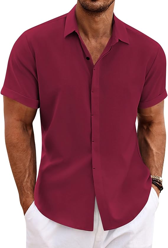 Men’s Lightweight Linen Shirt – Short Sleeve, Relaxed Fit