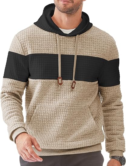 Men’s Color Block Hoodie – Long Sleeve Pullover with Pocket
