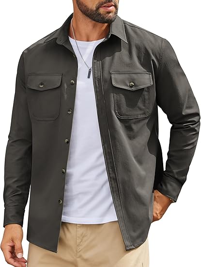 Flap Pocket Work Shirt for Men – Button Down Style