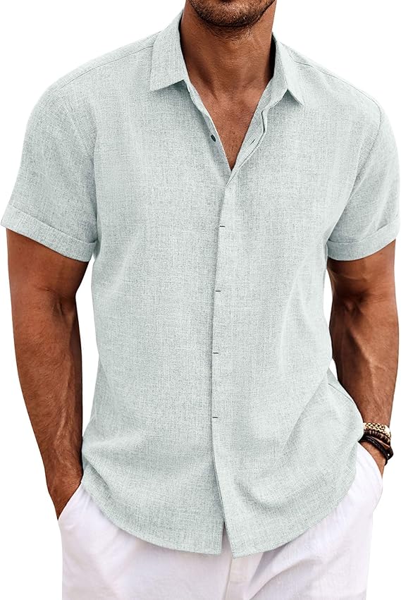 Men’s Lightweight Linen Shirt – Short Sleeve, Relaxed Fit