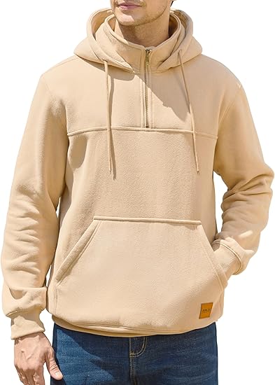 Men’s Quarter-Zip Hoodie – Cotton Fleece Pullover with Pockets