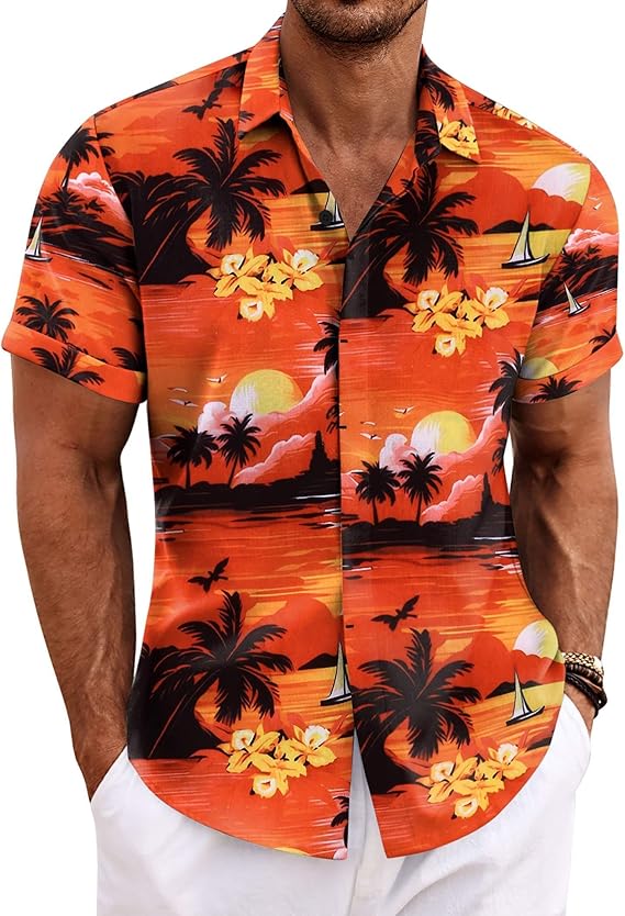 Men’s Lightweight Linen Shirt – Short Sleeve, Relaxed Fit
